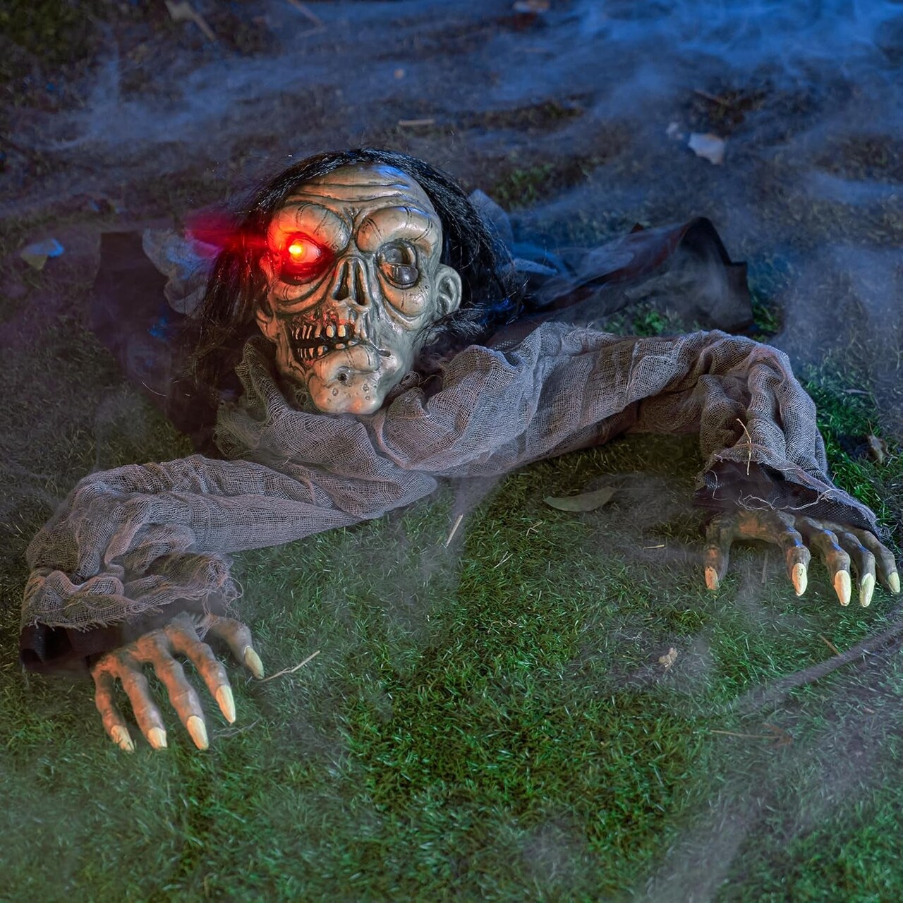 Halloween Animated Zombie Groundbreaker with Decayed Face Halloween Animatronic Decorations for Halloween Outdoor Yard Decor Halloween Decorations Scary Graveyard Lawn Décor